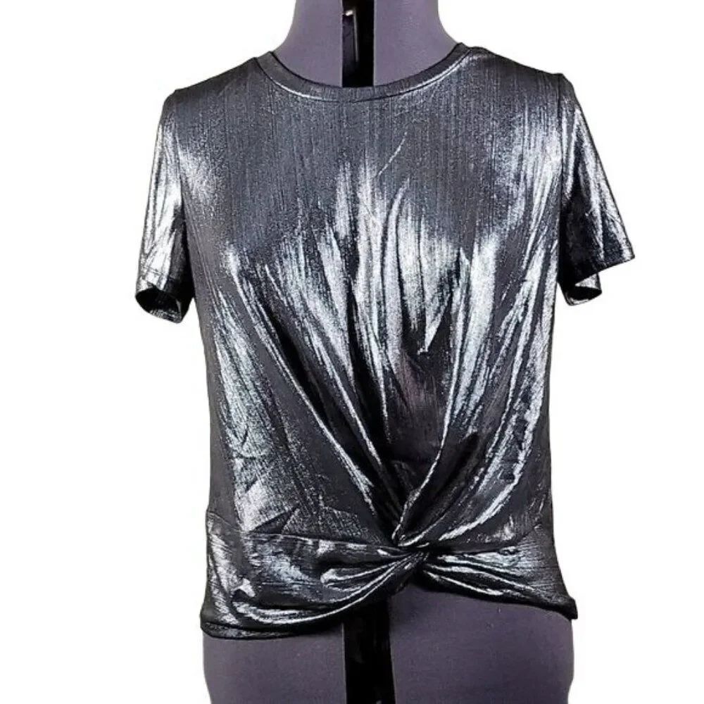 Love, Fire Juniors' Metallic Twist-Front Top Sz XL